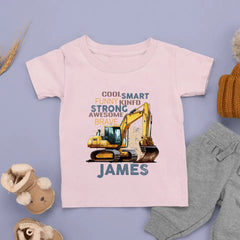 Personalized Cool Excavator Name Kids Shirt