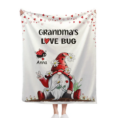 Grandma's Love Bugs Gnome - Personalized Scissorhands Old Man In Red Hat Blanket