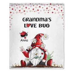 Grandma's Love Bugs Gnome - Personalized Scissorhands Old Man In Red Hat Blanket