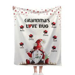 Grandma's Love Bugs Gnome - Personalized Scissorhands Old Man In Red Hat Blanket