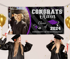 Personalized Left Side Graduation Photo Flash Congratulations Banner