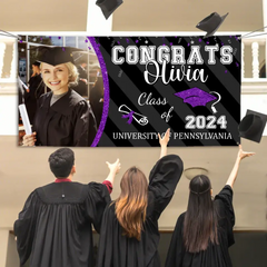 Personalized Left Side Graduation Photo Flash Congratulations Banner