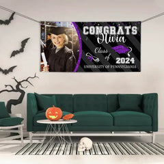 Personalized Left Side Graduation Photo Flash Congratulations Banner