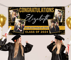 Custom Photo Colorful Congrats Class 2024 Banner- Graduation Party Decorations