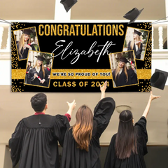 Custom Photo Colorful Congrats Class 2024 Banner- Graduation Party Decorations