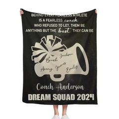 Personalized Big Speaker Cheerleading Team Blanket, Customized Team Coach Name