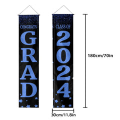 Three Slices Front Door Banner With Pictures Class of 2024 - High School or College University for Graduation Door Banner for Front Door or Porch