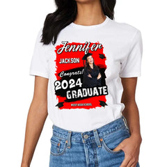 Custom Photo Art Color Congrats 2024 Graduation Personalized Shirt