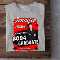 Custom Photo Art Color Congrats 2024 Graduation Personalized Shirt