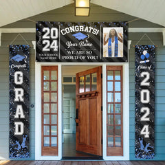 Custom Congrats Grad With Photo 3 Piece Set Graduation Banner, Graduation Gift