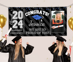 Custom Congrats Grad With Photo 3 Piece Set Graduation Banner, Graduation Gift