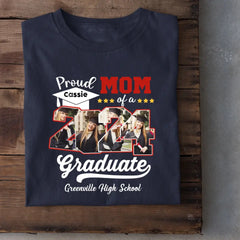 Custom 4 Photos Proud Family Of A Class Of 2024 Graduate Senior - Personalized Custom Graduation T Shirt