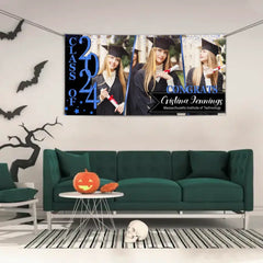 Congratulations Class Of 2024 - Personalized Three Photo Graduation Banner