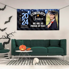 Personalized Graduation Banner - Custom Photo Sequin Glitter Balloon Year