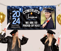 Personalized Graduation Banner - Custom Photo Sequin Glitter Balloon Year