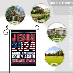 Jesus 2024 Make America Godly Again Garden Flag, Believers of God Faith