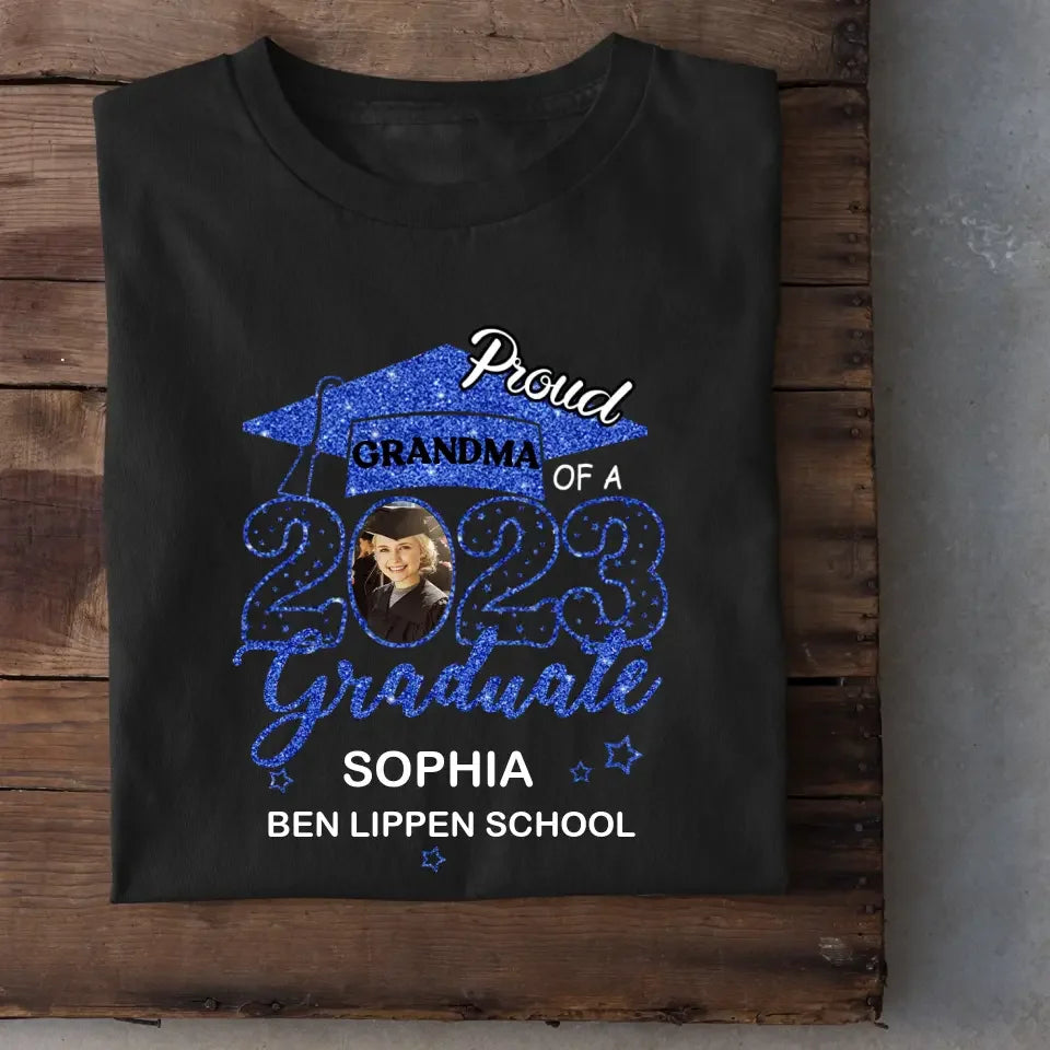 Custom Proud With Glitter Star Graduation Cap Photo Shirts, Graduation Gift - Joliny