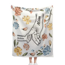 Mom's Love Hands Holding Pastel Floral - Personalized Blanket - Joliny