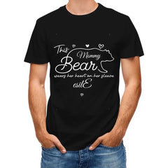 This mama bear prints her heart on clothing - Family Personalized Unisex T-Shirt, Gift for Mom