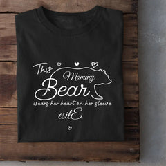 This mama bear prints her heart on clothing - Family Personalized Unisex T-Shirt, Gift for Mom