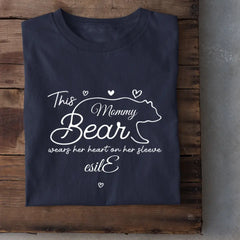 This mama bear prints her heart on clothing - Family Personalized Unisex T-Shirt, Gift for Mom