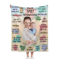 Personalized Custom Mom and Daughter Photo Blanket - Mom Daily Affirmations