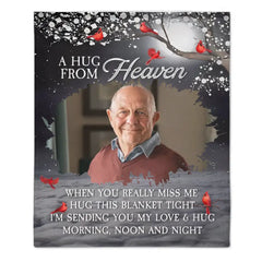 A hug from heaven - a personalized photo flannel blanket