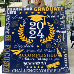 Personalized Custom Graduate Class of 2024 Blanket - Gifts for Grads - champagne party wheat elements