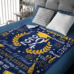 Personalized Custom Graduate Class of 2024 Blanket - Gifts for Grads - champagne party wheat elements