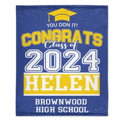 Personalized Custom Graduation Class of 2024 Sign Blanket