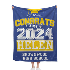 Personalized Custom Graduation Class of 2024 Sign Blanket