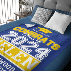 Personalized Custom Graduation Class of 2024 Sign Blanket