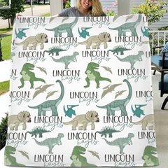 Free shipping✈️Personalized Dinosaur Park Name Blanket