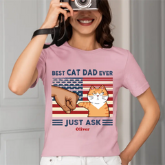 Personalized Shirt - Best Cat Dad Ever Nation Flag Fist Bump