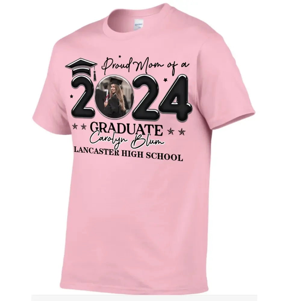 Personalized T-shirt - Graduation Keepsake Gift - Balloon Style Proud Mom Dad Of A 2024 Graduate Photo - Joliny