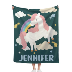 Free shipping✈️Magical Unicorn – Name Customized Blanket Gift for Kids