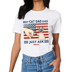 Personalized Shirt - Best Cat Dad Ever Nation Flag Fist Bump