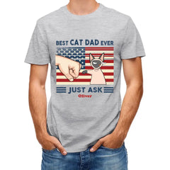 Personalized Shirt - Best Cat Dad Ever Nation Flag Fist Bump