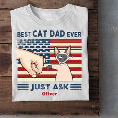 Personalized Shirt - Best Cat Dad Ever Nation Flag Fist Bump