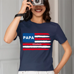 Customized PAPA Name Shirt - American Flag