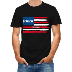 Customized PAPA Name Shirt - American Flag