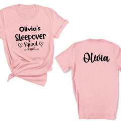 Customized Text and Backside Name Sleepover Squad Party Shirt