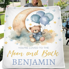 Free shipping✈️Personalized Bear Balloon Blanket, Custom Name