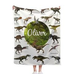 Free shipping✈️Personalized Dinosaur Custom Throw Blanket Jurassic Dinosaur World Park Theme - Gift For Kids