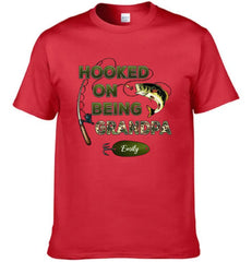 Hooked On Being Grandpa Fishing Camouflage Personalized Shirt -  Father's Day, Gift For Dad, Grandpa, Husband