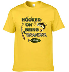 Hooked On Being Grandpa Fishing Camouflage Personalized Shirt -  Father's Day, Gift For Dad, Grandpa, Husband