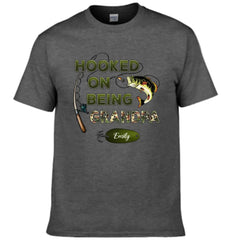 Hooked On Being Grandpa Fishing Camouflage Personalized Shirt -  Father's Day, Gift For Dad, Grandpa, Husband