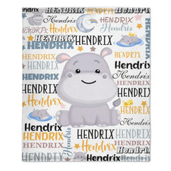 Free shipping✈️Customized Name Baby Hippopotamus Blanket For Boys Girls Babies