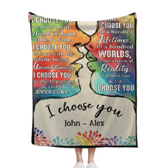 I Choose You To Do Life With - Couple Personalized LGBTQ Custom Vertical Canvas Wall Art & Blanket