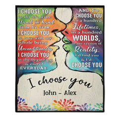 I Choose You To Do Life With - Couple Personalized LGBTQ Custom Vertical Canvas Wall Art & Blanket